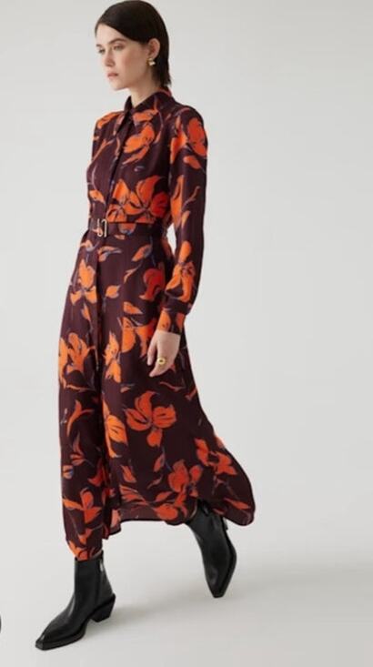 EXQUISE Dresses & Skirts - Anthropologie Exquise Jasmineelle Satin Shirt Dress XXS Purple Orange NWT $268